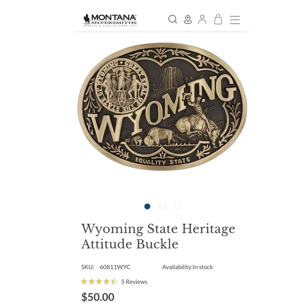 Montana Silversmiths Wyoming State Heritage Attitude Belt Buckle - New